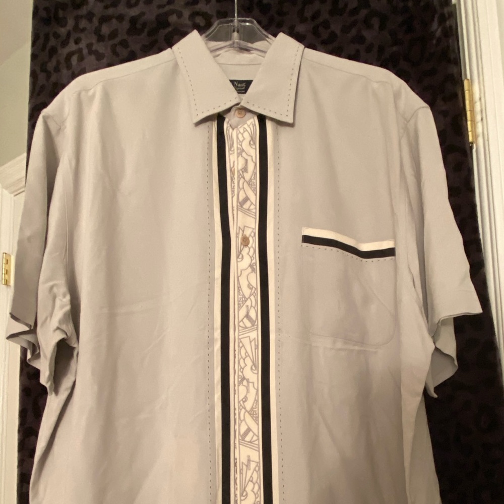 Men’s dry clean only short sleeve shirt.